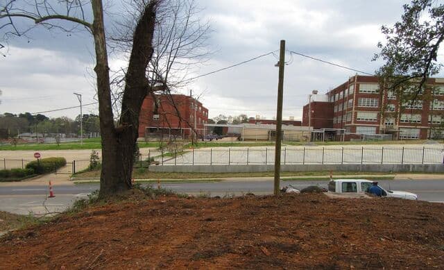 Corner lot graded smooth after the old foundation was removed
