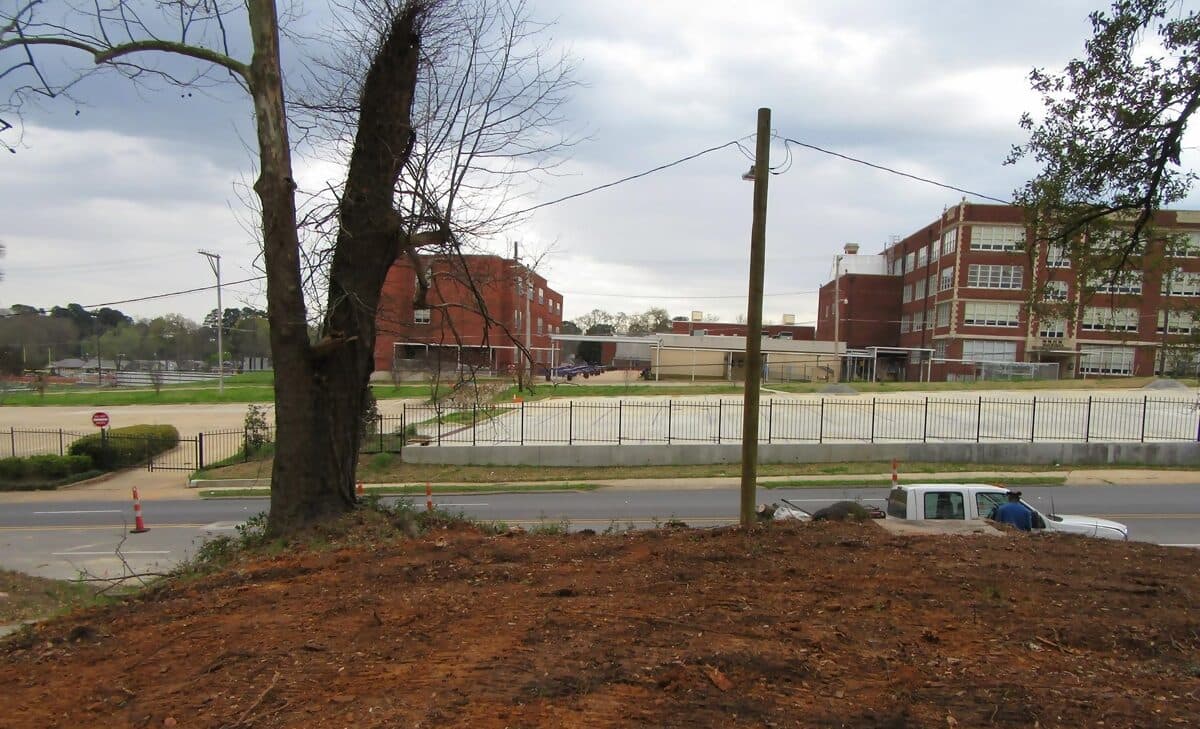Corner lot graded smooth after the old foundation was removed